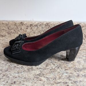 Ara Black Suede Heels